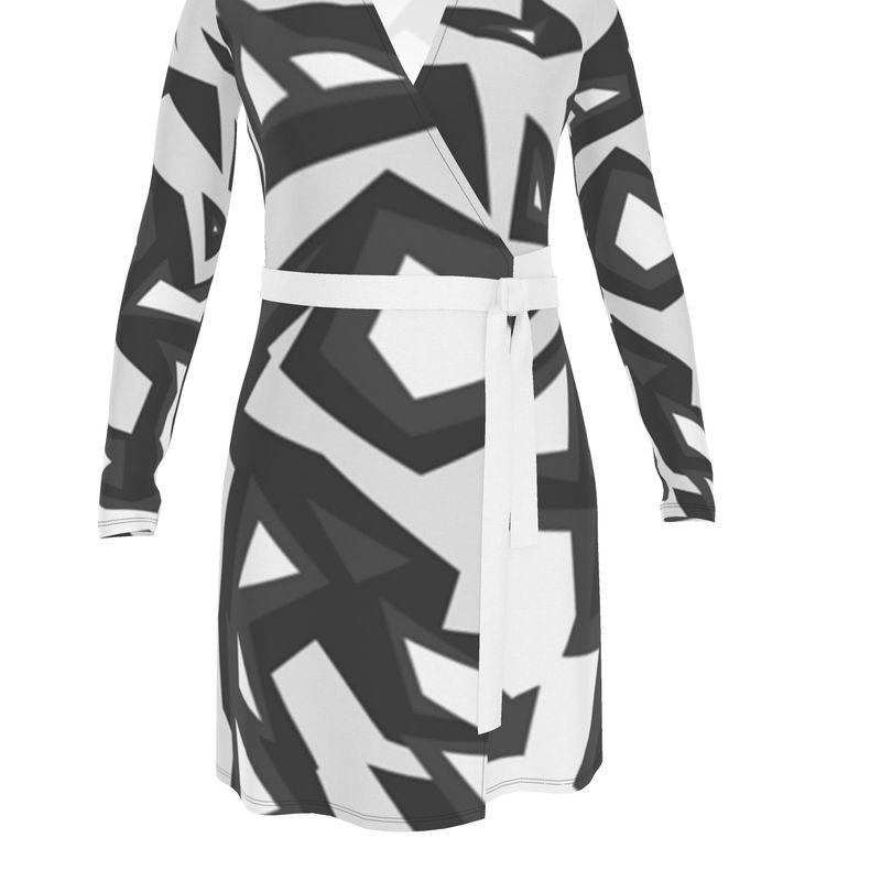 Monochrome Wrap Dress