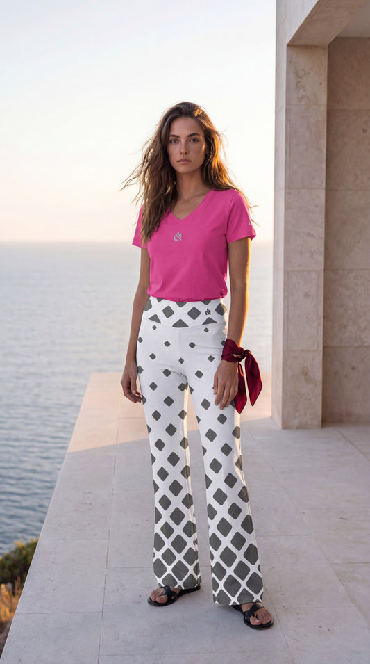 ANARCRIS All-Over Print Flare Leggings — High-Waist Sculpting Fit