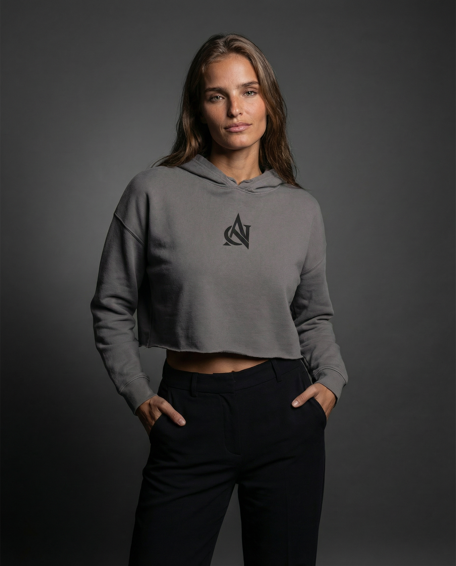 Women's Cropped Raw Hem Hoodie