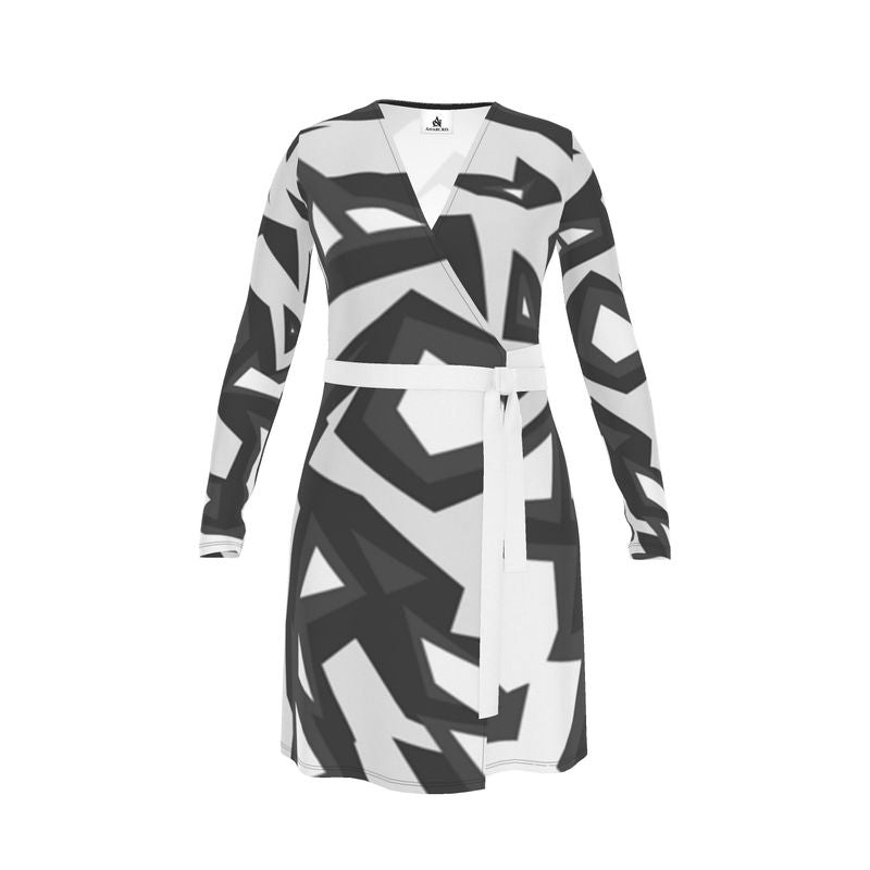 Monochrome Wrap Dress