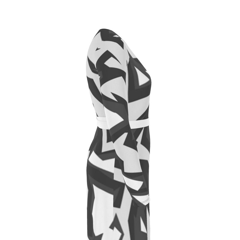 Monochrome Wrap Dress