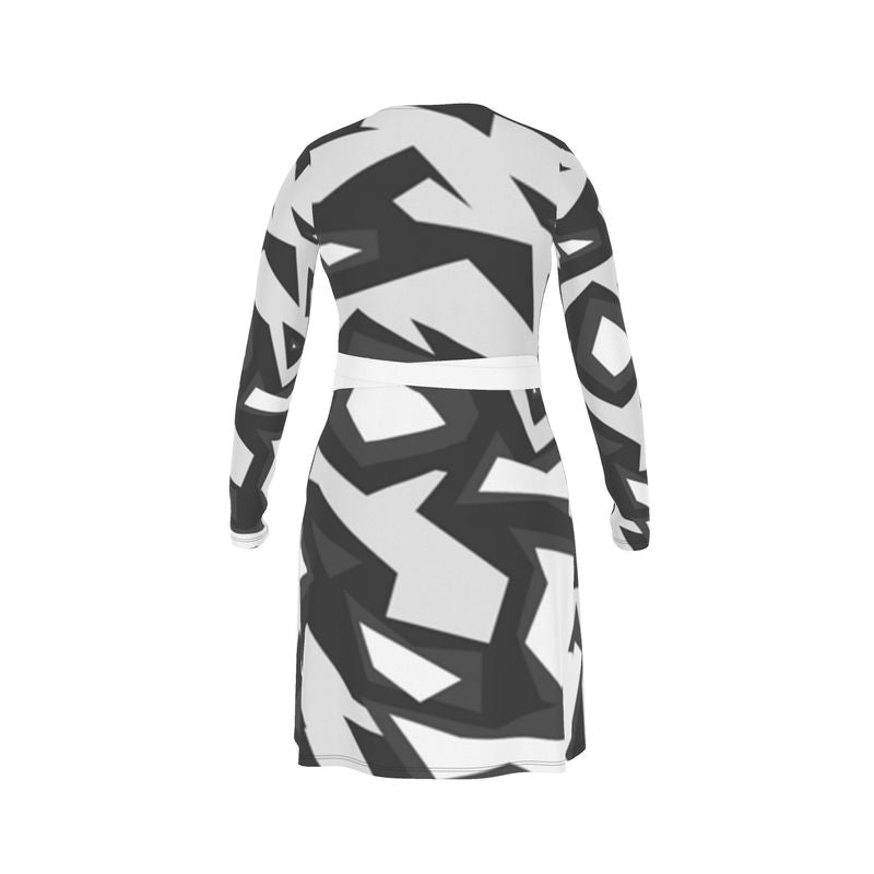 Monochrome Wrap Dress