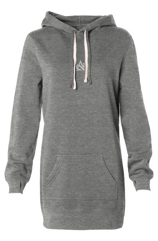 ANARCRIS Hooded Sweatshirt Dress — Fleece-Lined Streetwear with Thumbhole Cuffs