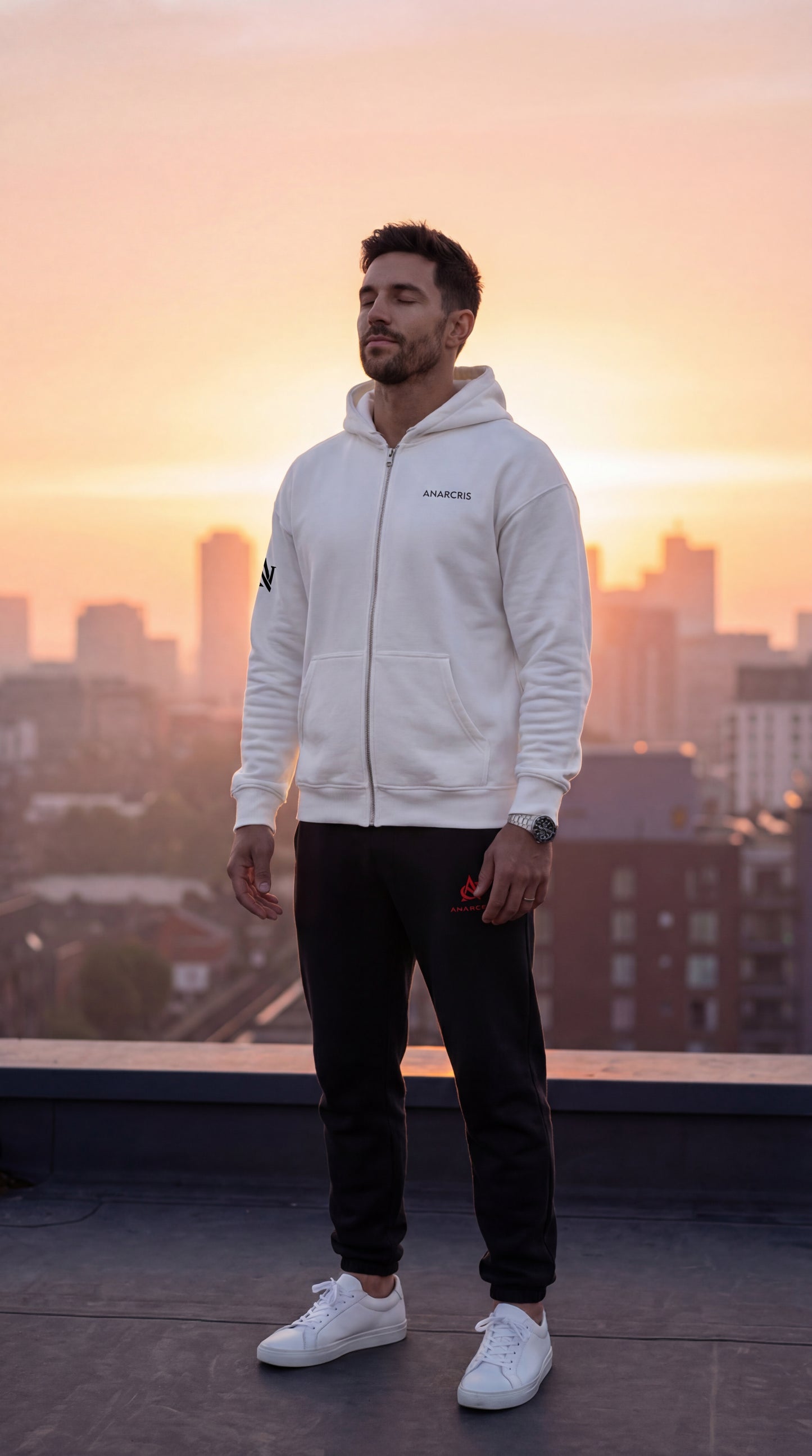 ANARCRIS Full-Zip Hoodie — Heavyweight Fleece, Minimal Luxury Streetwear
