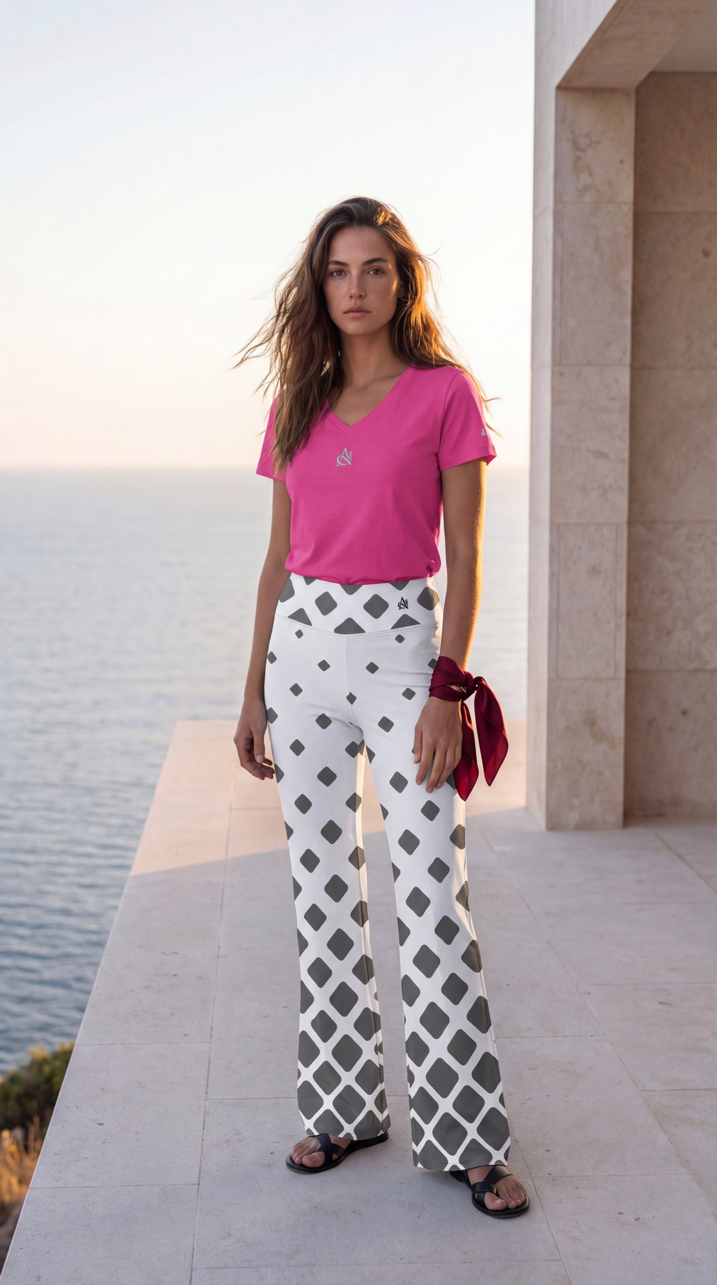 ANARCRIS All-Over Print Flare Leggings — High-Waist Sculpting Fit