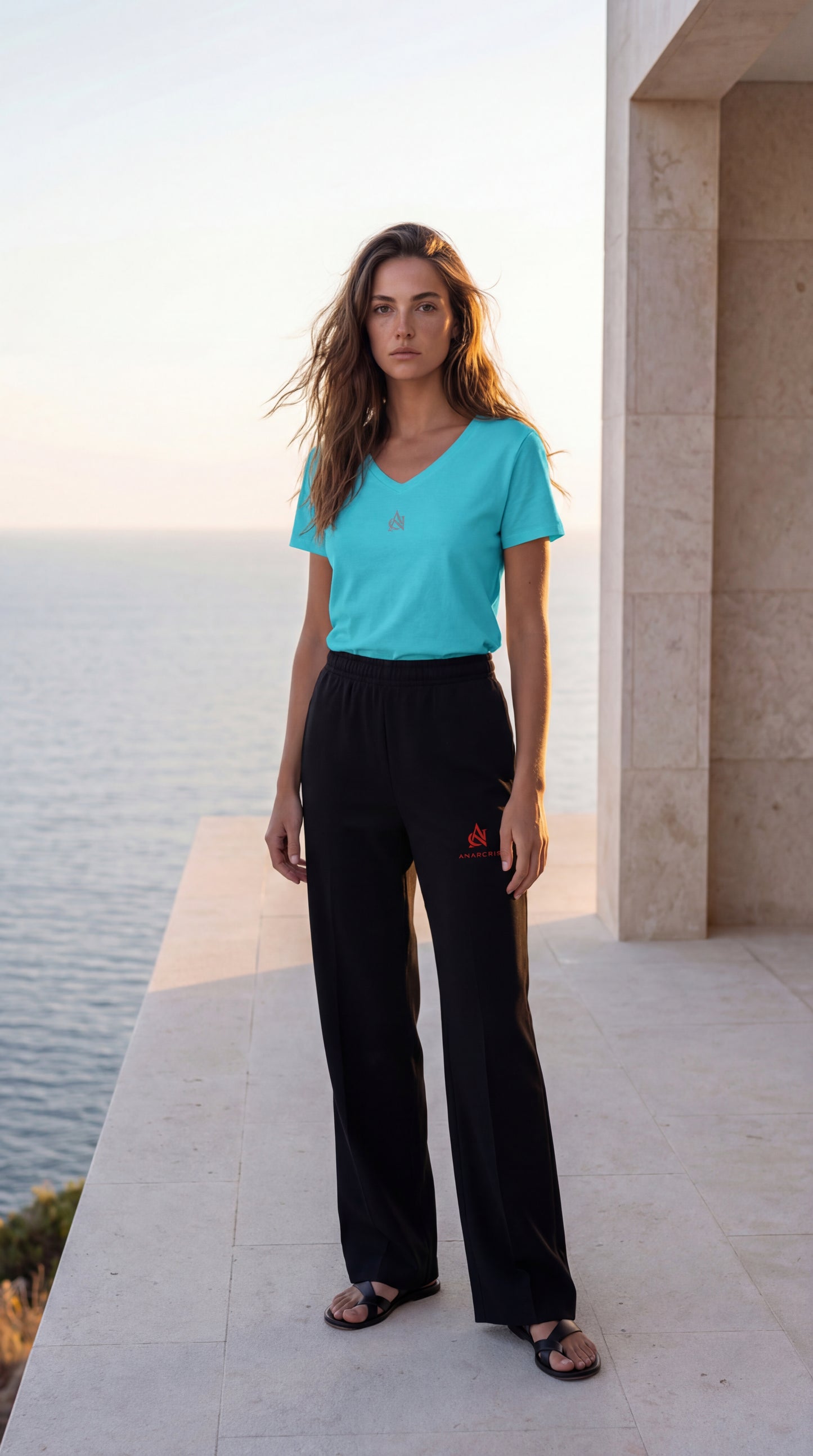 ANARCRIS Women's Embroidered V-Neck Tee — Relaxed Fit Premium Streetwear